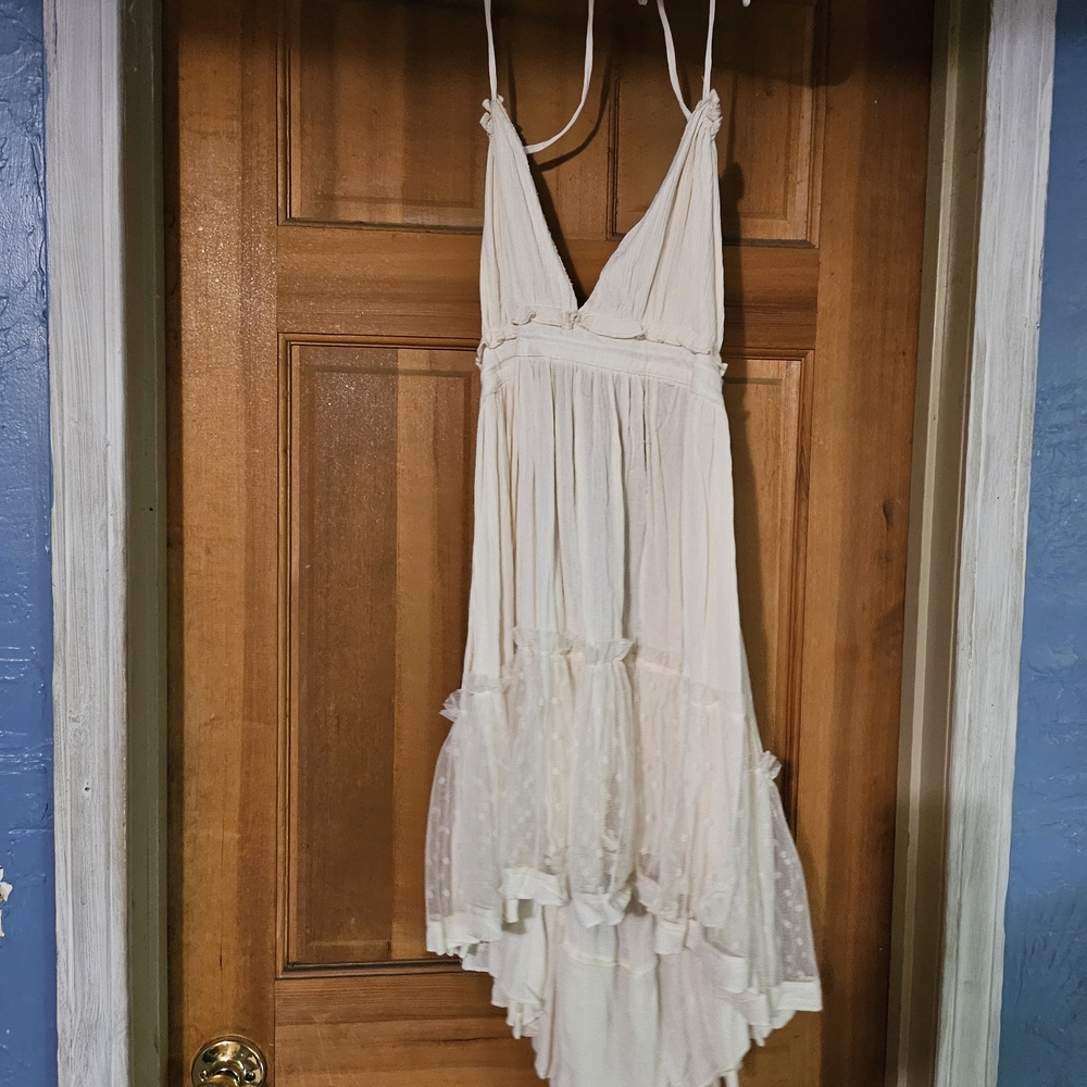 Flowy Cream V-Neck Dress